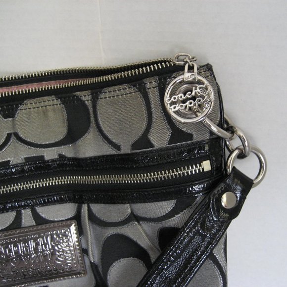 Authentic COACH Poppy Moonlight Crossbody Signature Bag, Black Gray #17047 - Picture 11 of 13